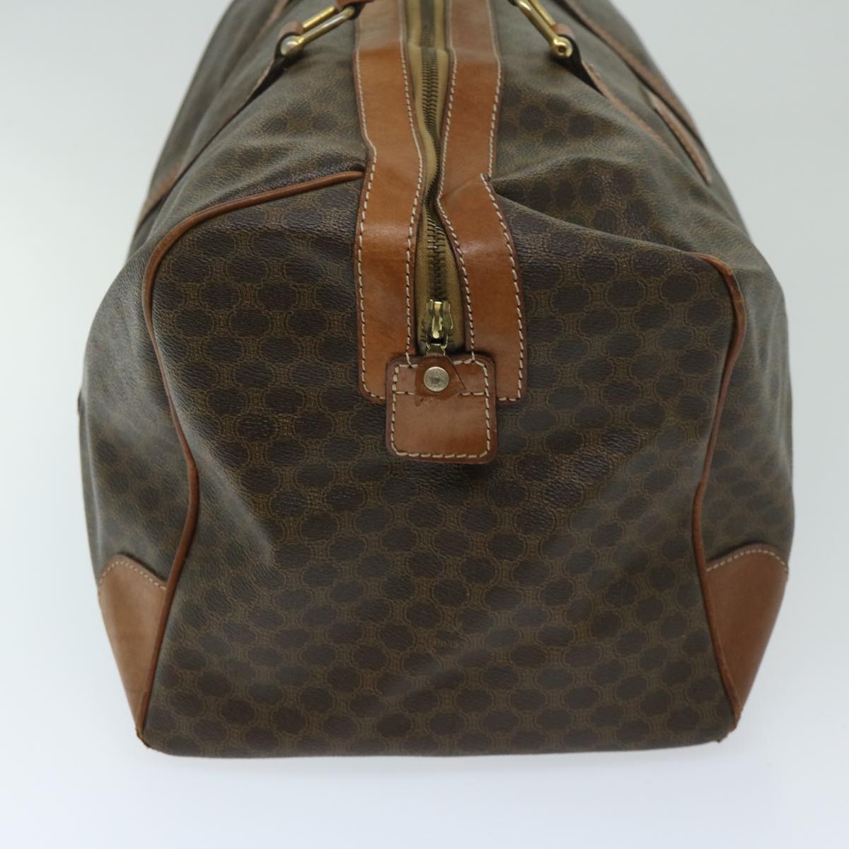 CELINE Macadam Canvas Boston Bag PVC Brown Auth yk11271