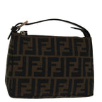 FENDI Zucca Canvas Hand Bag Brown Blackyk11283
