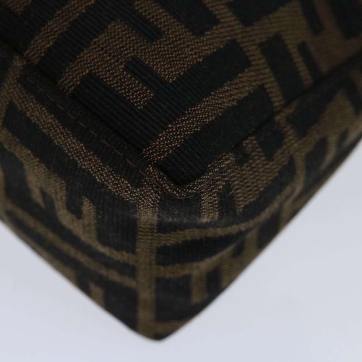 FENDI Zucca Canvas Hand Bag Brown Blackyk11283