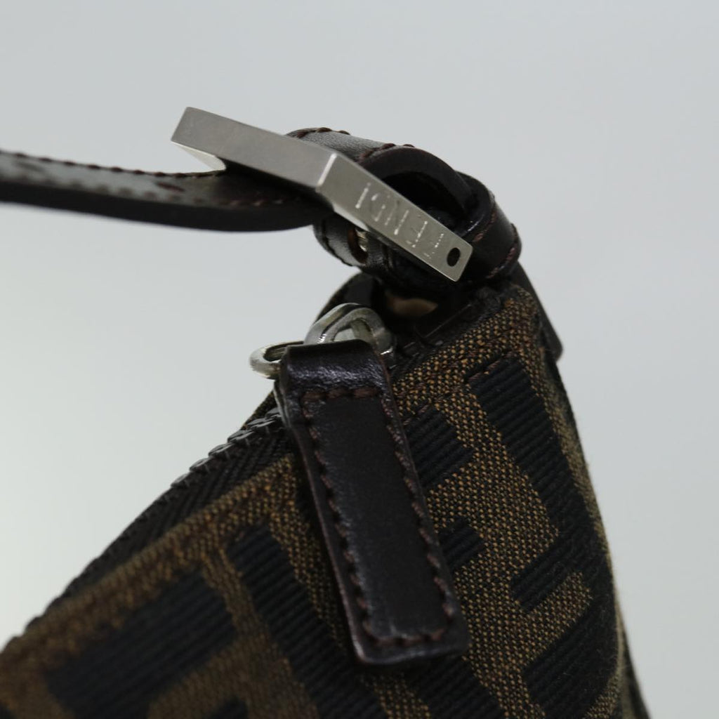 FENDI Zucca Canvas Hand Bag Brown Blackyk11283