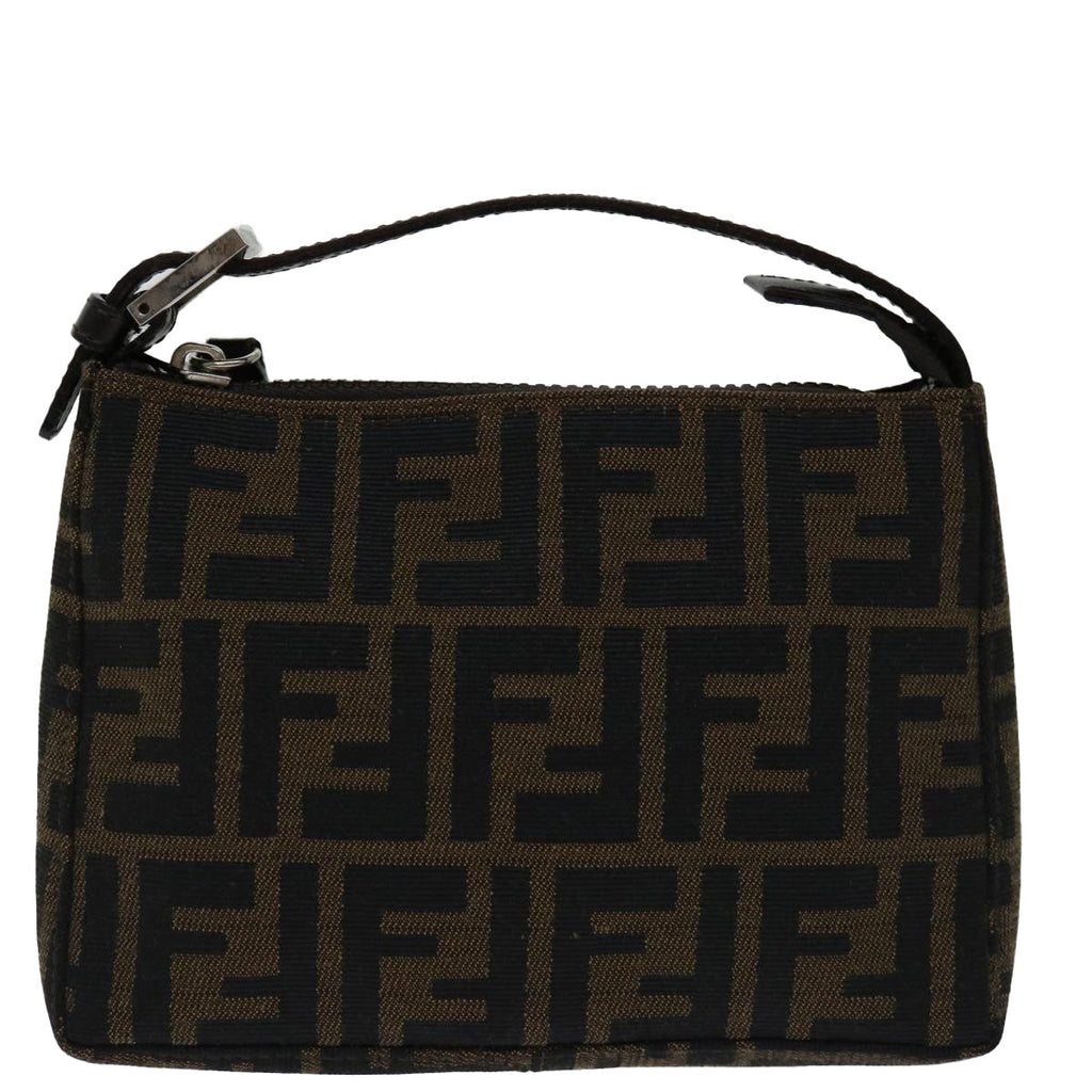 FENDI Zucca Canvas Hand Bag Brown Blackyk11283