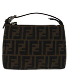 FENDI Zucca Canvas Hand Bag Brown Blackyk11283