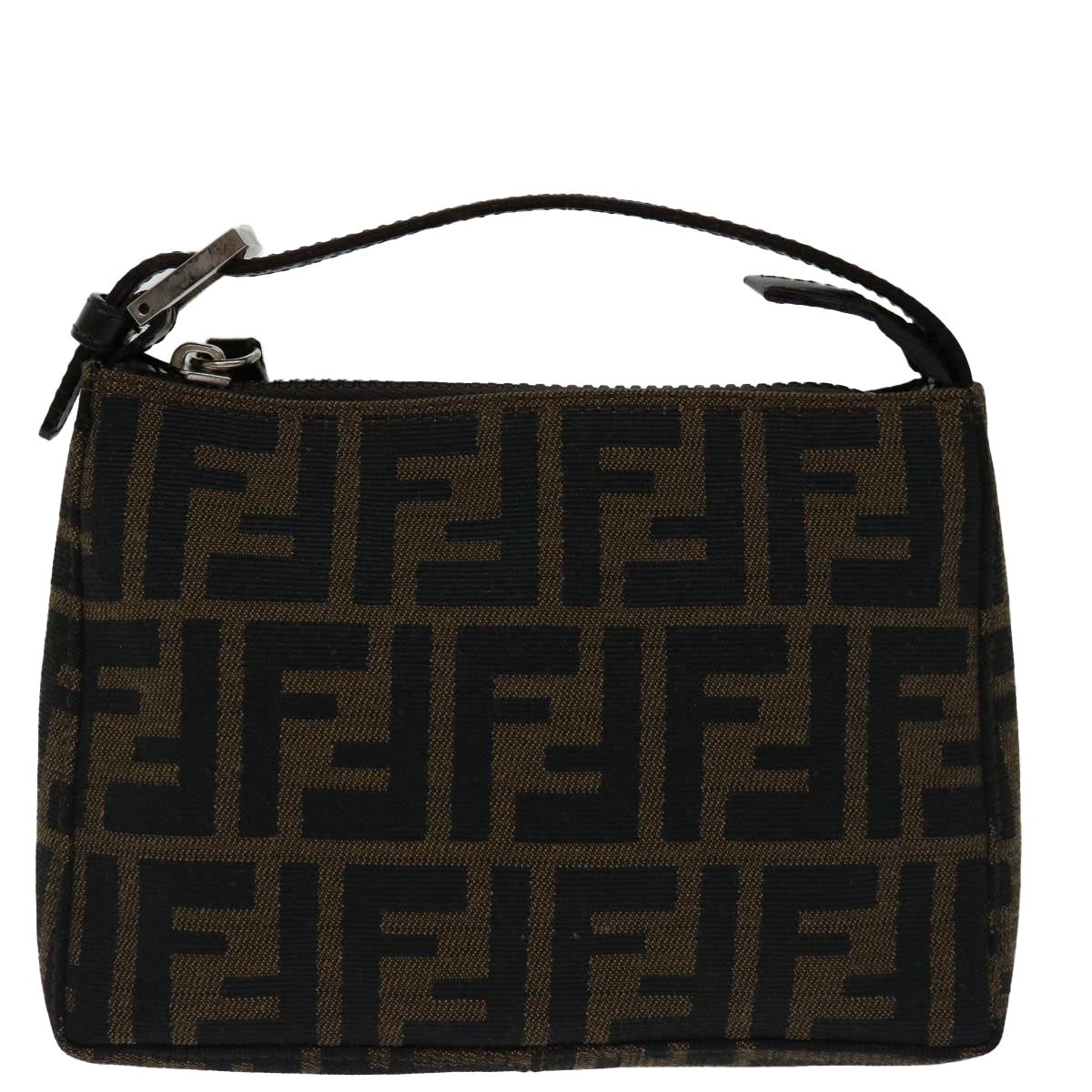 FENDI Zucca Canvas Hand Bag Brown Blackyk11283