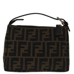 FENDI Zucca Canvas Hand Bag Brown Blackyk11283