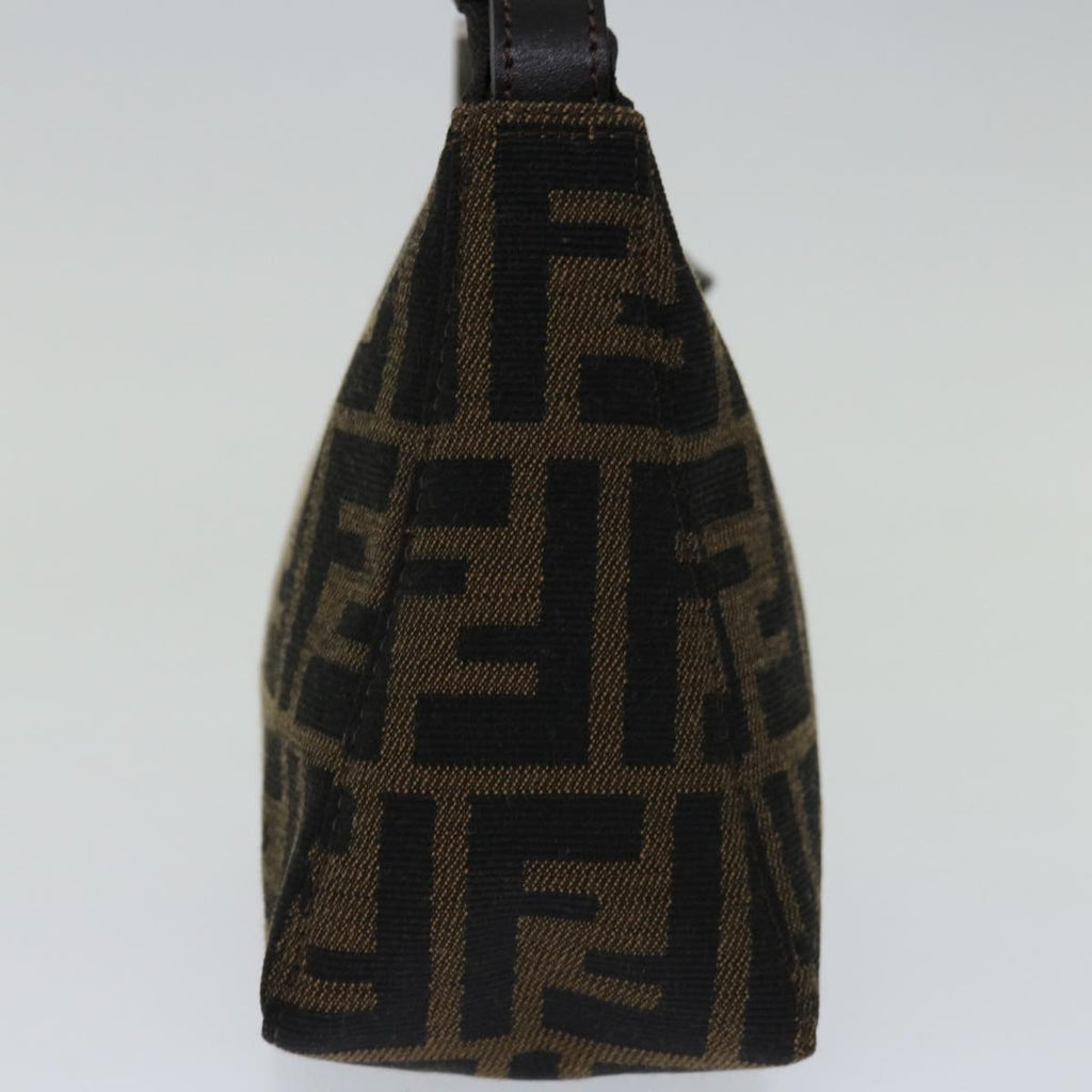 FENDI Zucca Canvas Hand Bag Brown Blackyk11283