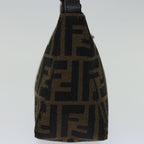 FENDI Zucca Canvas Hand Bag Brown Blackyk11283