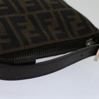 FENDI Zucca Canvas Hand Bag Brown Blackyk11283