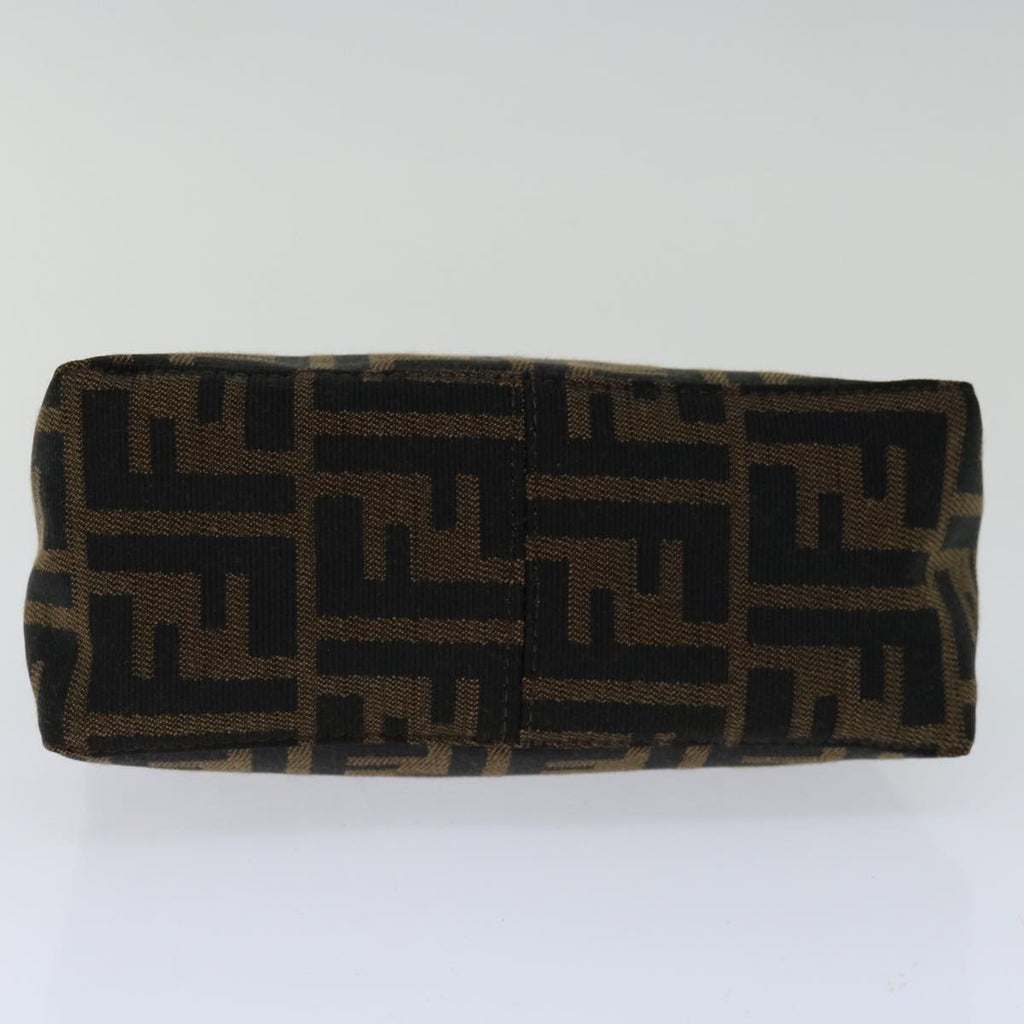 FENDI Zucca Canvas Hand Bag Brown Blackyk11283