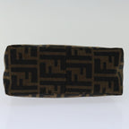FENDI Zucca Canvas Hand Bag Brown Blackyk11283