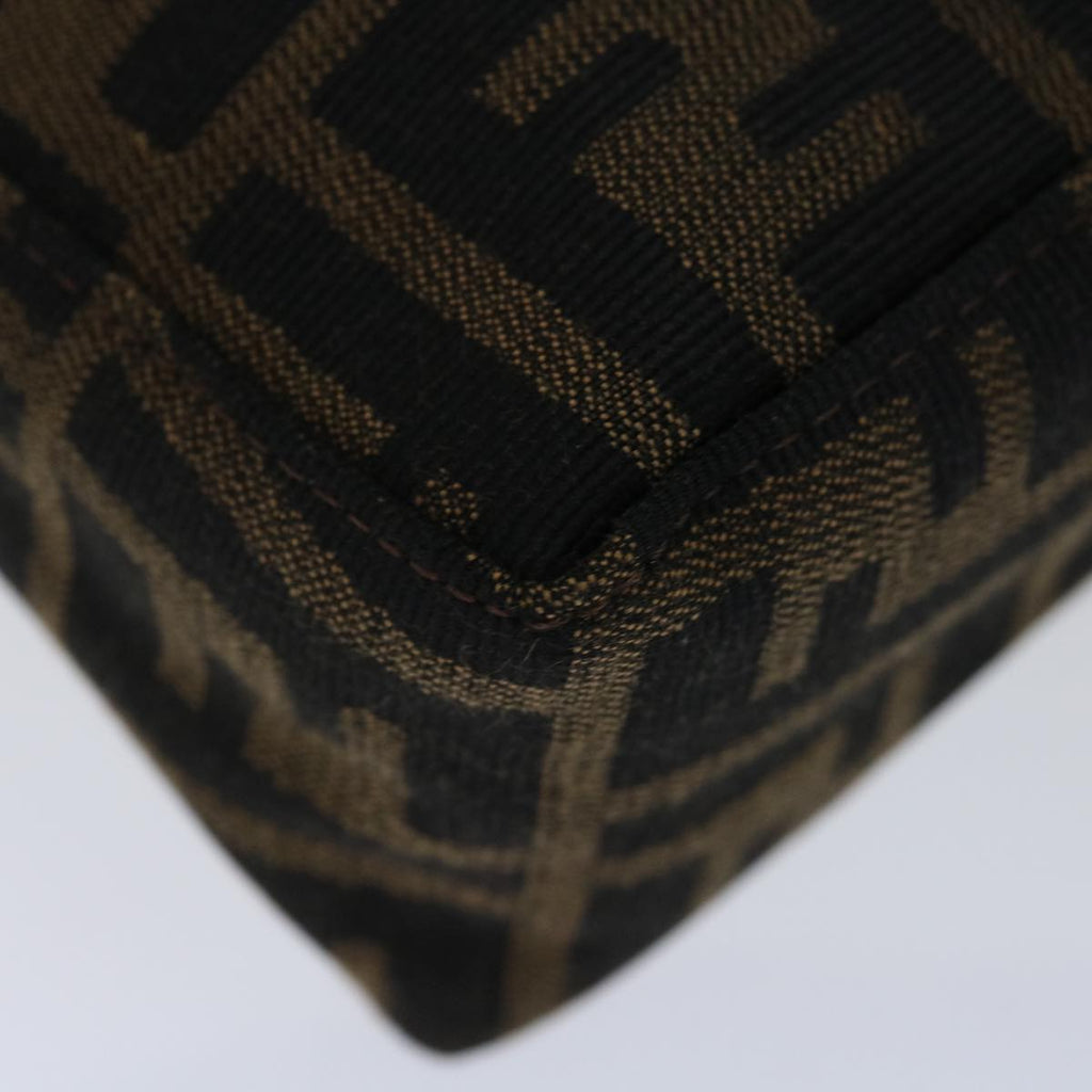 FENDI Zucca Canvas Hand Bag Brown Blackyk11283