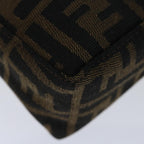 FENDI Zucca Canvas Hand Bag Brown Blackyk11283