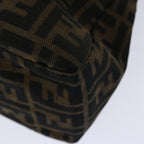 FENDI Zucca Canvas Mamma Baguette Shoulder Bag Black Brownyk11309