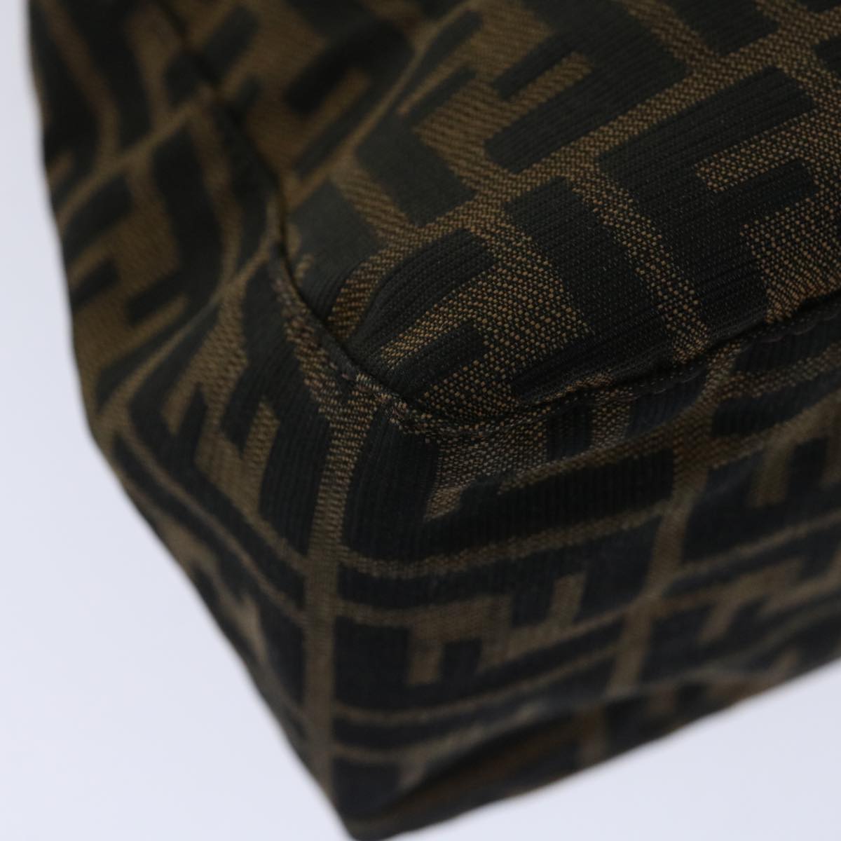 FENDI Zucca Canvas Mamma Baguette Shoulder Bag Black Brownyk11309