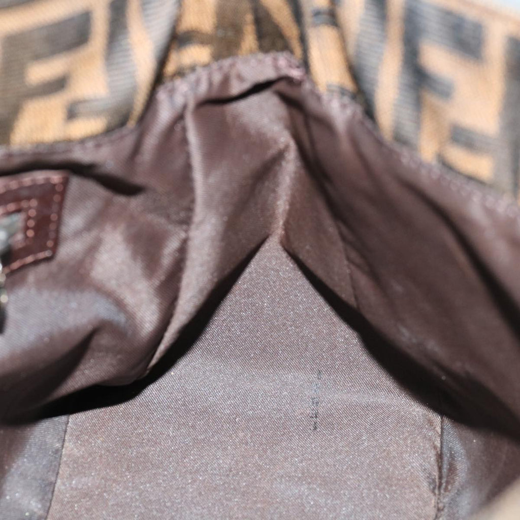 FENDI Zucca Canvas Mamma Baguette Shoulder Bag Black Brownyk11309