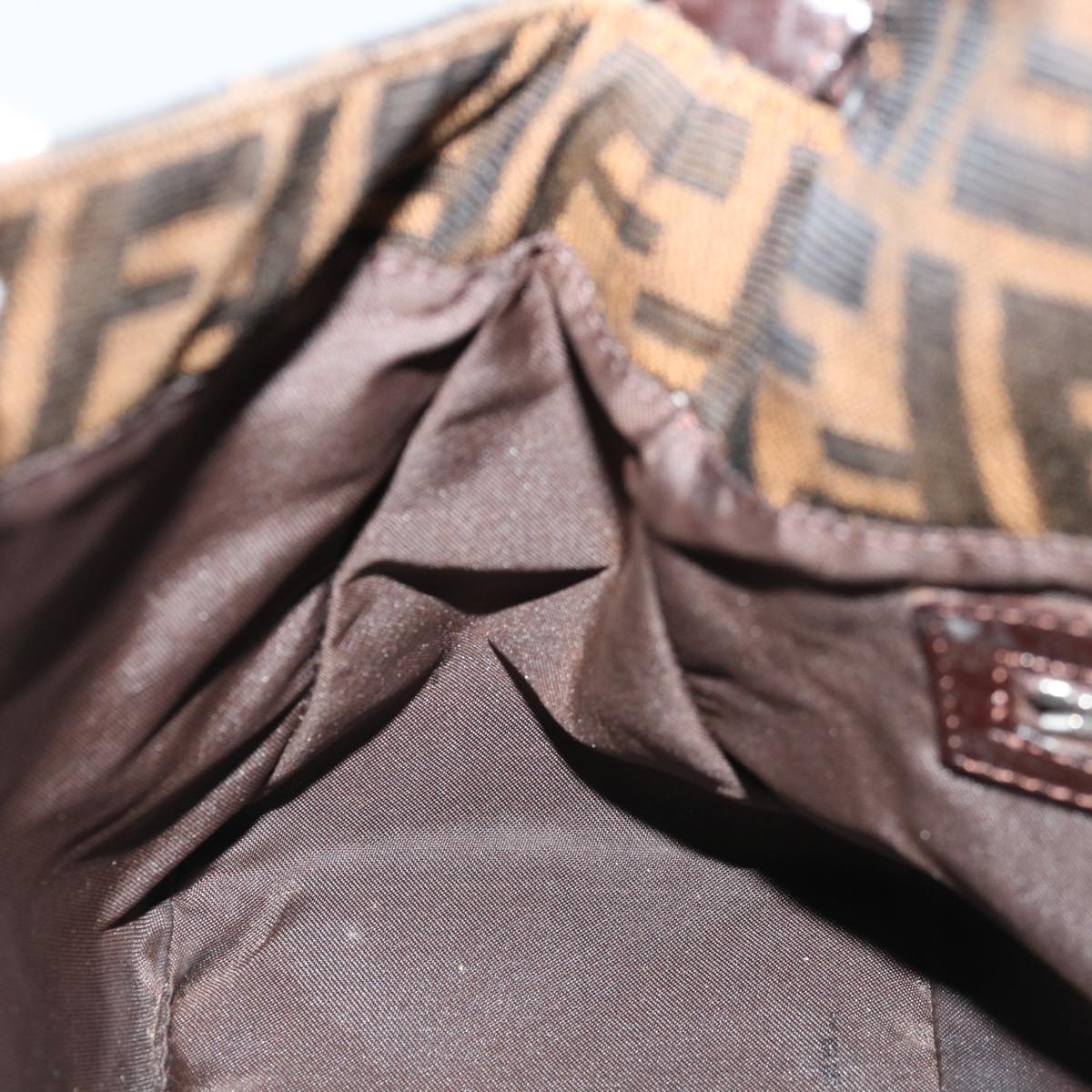 FENDI Zucca Canvas Mamma Baguette Shoulder Bag Black Brownyk11309