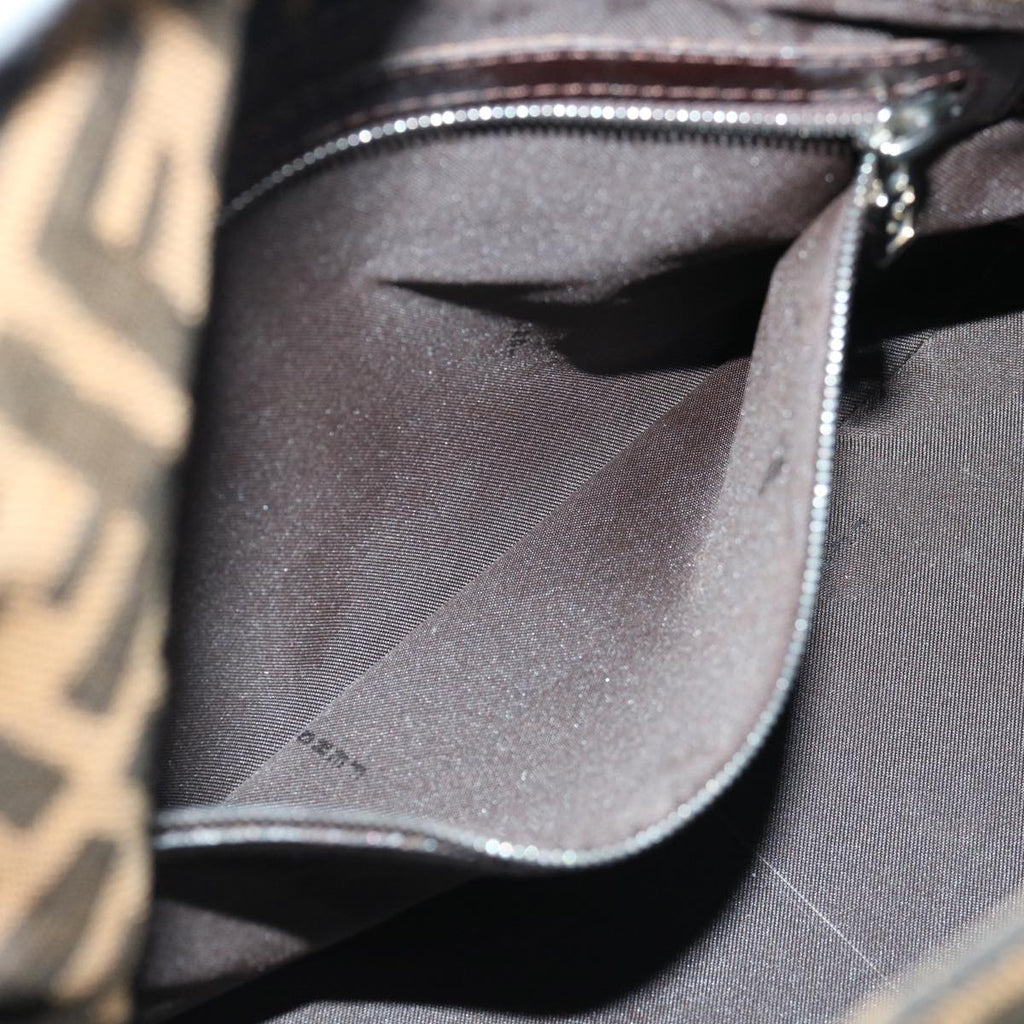 FENDI Zucca Canvas Mamma Baguette Shoulder Bag Black Brownyk11309