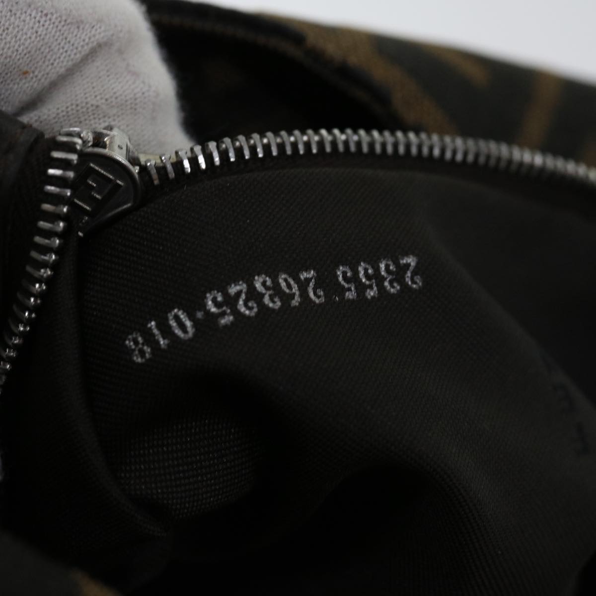 FENDI Zucca Canvas Mamma Baguette Shoulder Bag Black Brownyk11309