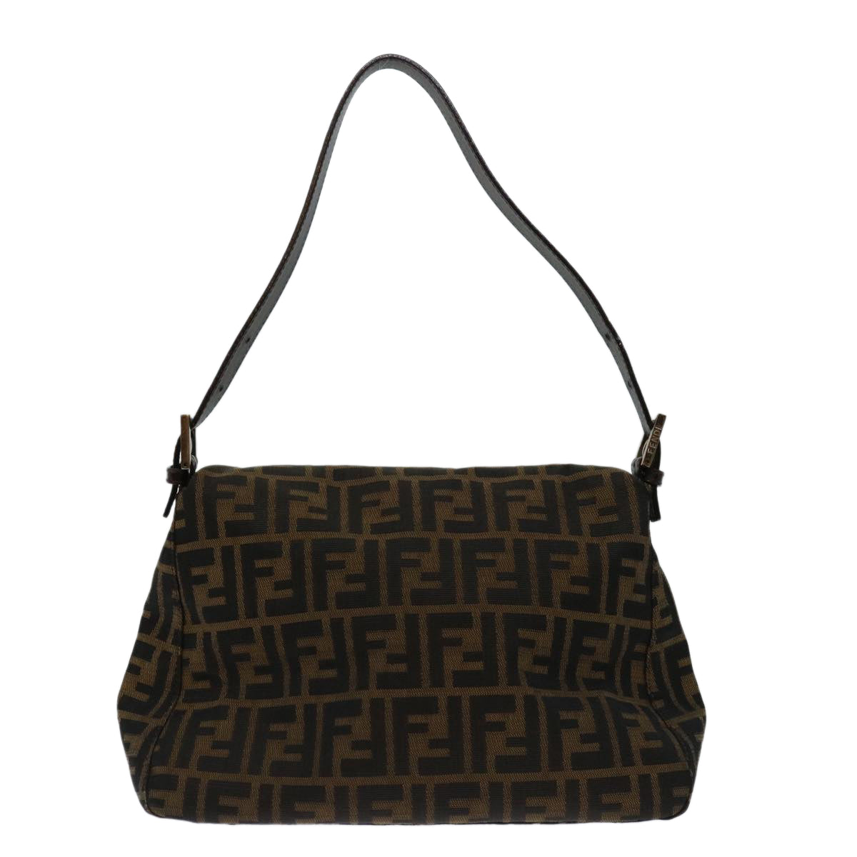 FENDI Zucca Canvas Mamma Baguette Shoulder Bag Black Brownyk11309