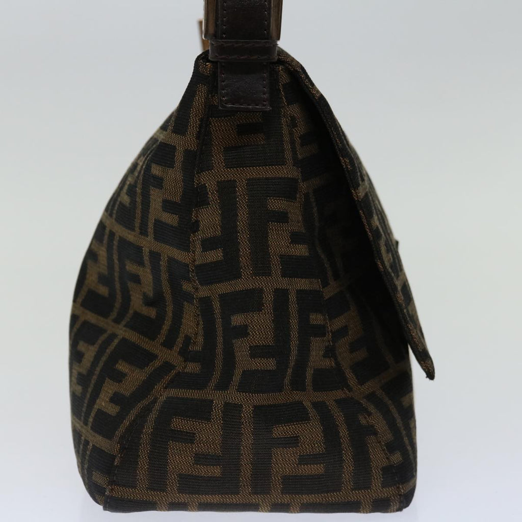 FENDI Zucca Canvas Mamma Baguette Shoulder Bag Black Brownyk11309