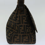 FENDI Zucca Canvas Mamma Baguette Shoulder Bag Black Brownyk11309