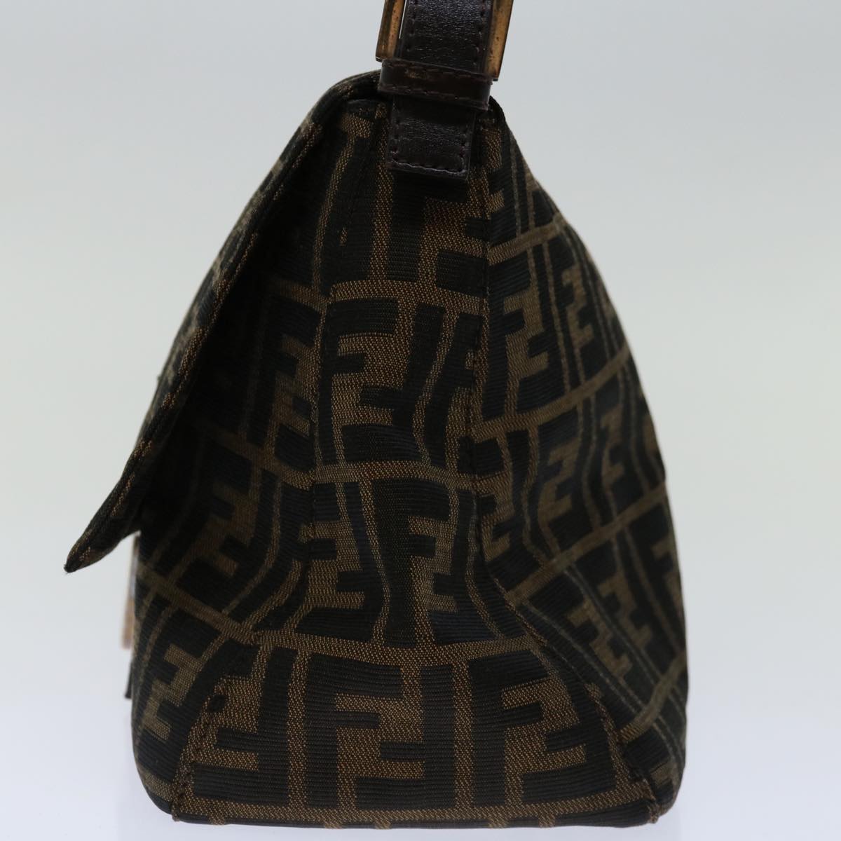 FENDI Zucca Canvas Mamma Baguette Shoulder Bag Black Brownyk11309
