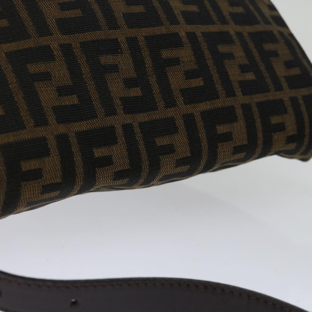 FENDI Zucca Canvas Mamma Baguette Shoulder Bag Black Brownyk11309