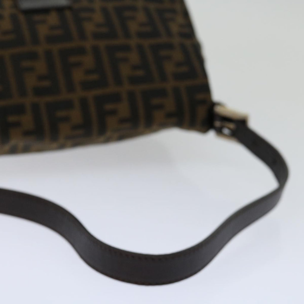 FENDI Zucca Canvas Mamma Baguette Shoulder Bag Black Brownyk11309