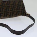 FENDI Zucca Canvas Mamma Baguette Shoulder Bag Black Brownyk11309