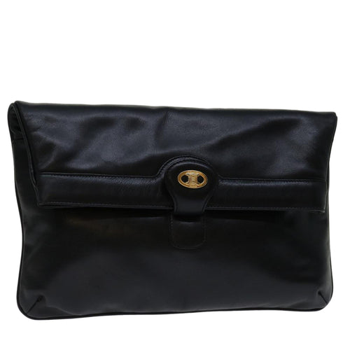CELINE Shoulder Bag Leather Black 11353