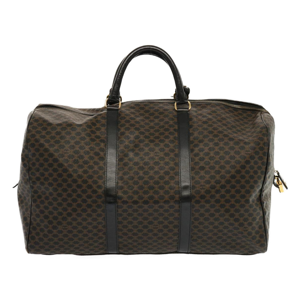 CELINE Macadam Canvas Boston Bag PVC Black Auth yk11367