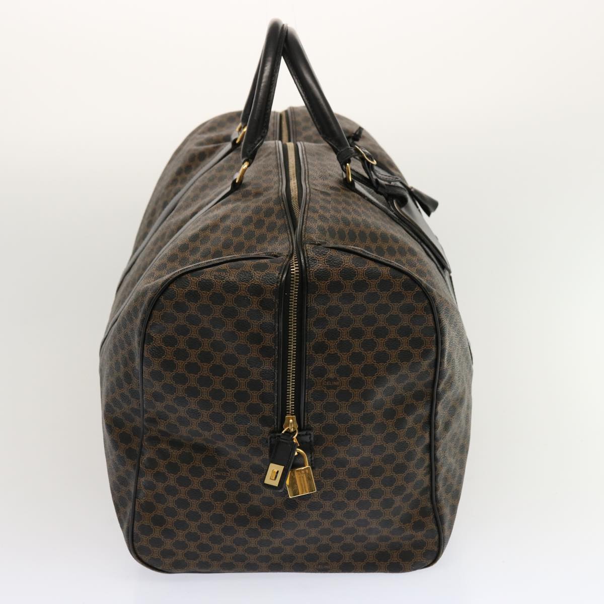 CELINE Macadam Canvas Boston Bag PVC Black Auth yk11367