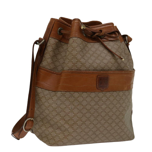 CELINE Macadam Canvas Shoulder Bag PVC Beige Brown Auth yk11377