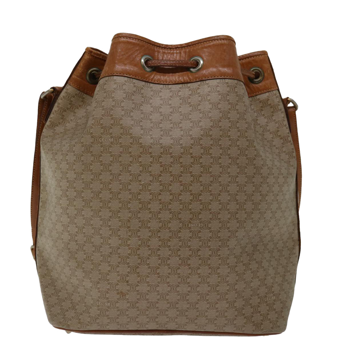 CELINE Macadam Canvas Shoulder Bag PVC Beige Brown Auth yk11377