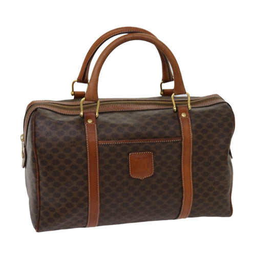 CELINE Macadam Canvas Boston Bag PVC Brown Auth yk11406