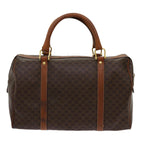 CELINE Macadam Canvas Boston Bag PVC Brown Auth yk11406