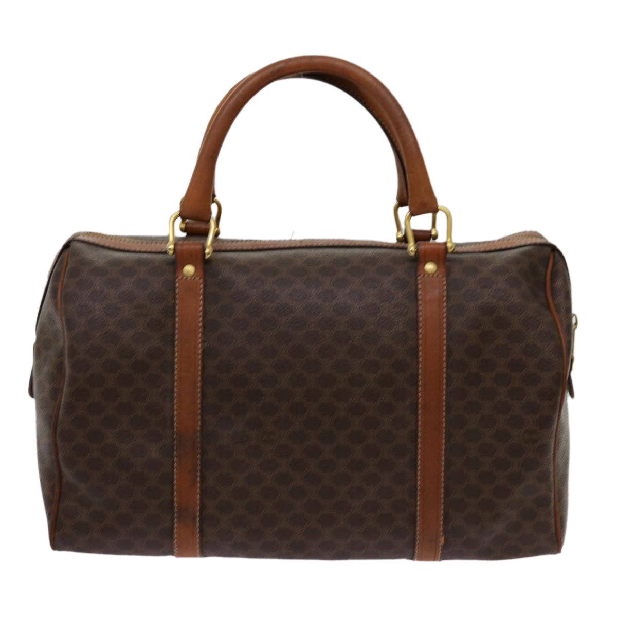 CELINE Macadam Canvas Boston Bag PVC Brown Auth yk11406