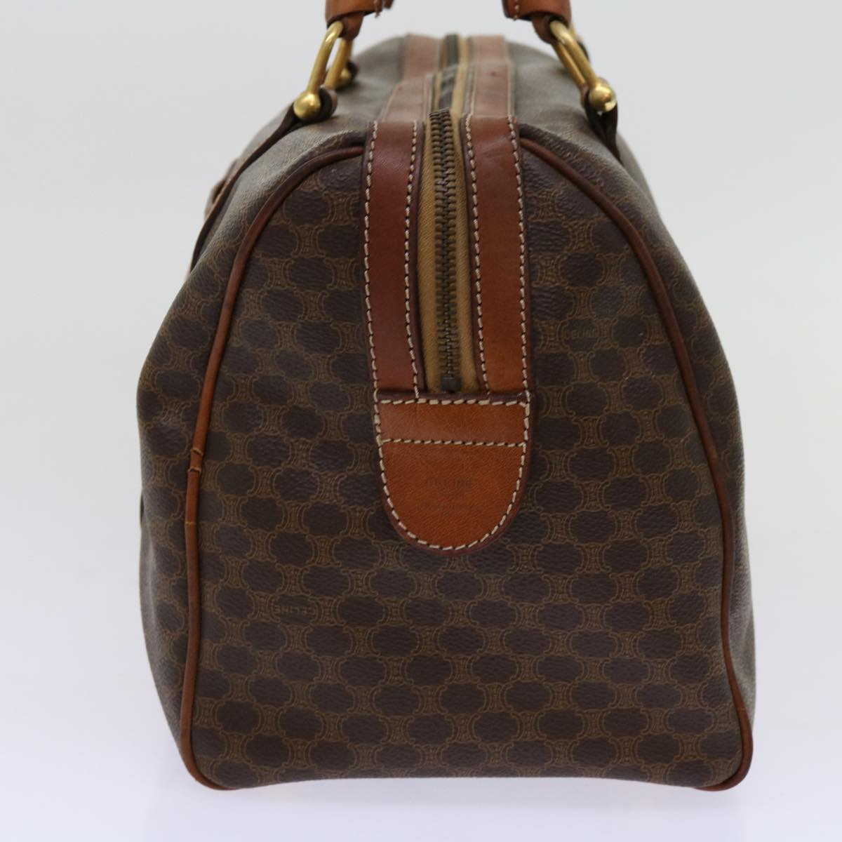 CELINE Macadam Canvas Boston Bag PVC Brown Auth yk11406