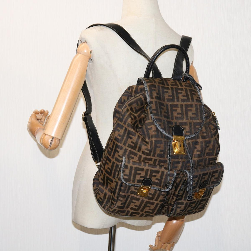 FENDI Zucca Canvas Backpack Brown Blackyk11410