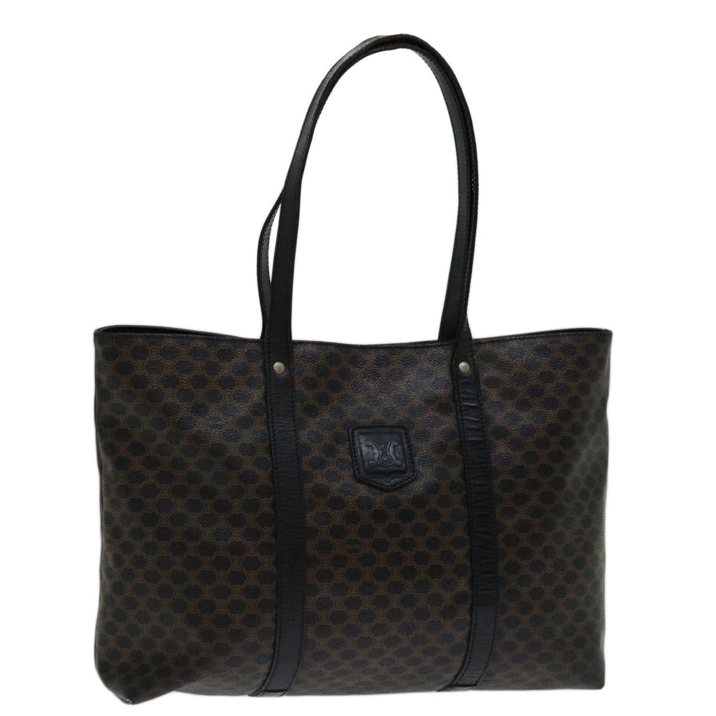 CELINE Macadam Canvas Tote Bag PVC Black Brown 11411