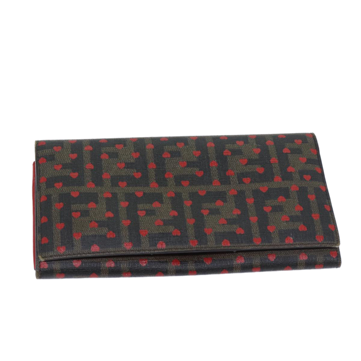 FENDI Zucca Canvas Long Wallet Black Brownyk11434