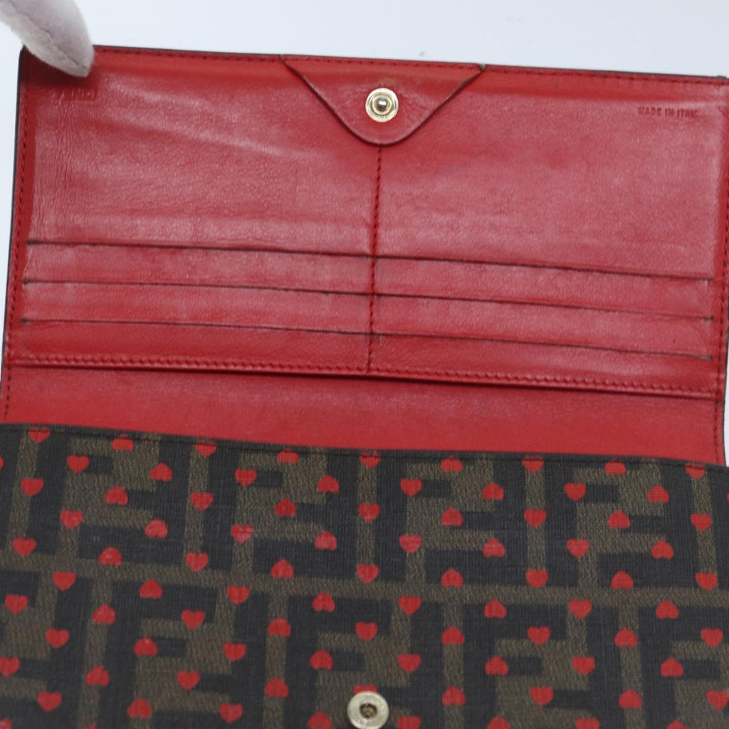 FENDI Zucca Canvas Long Wallet Black Brownyk11434