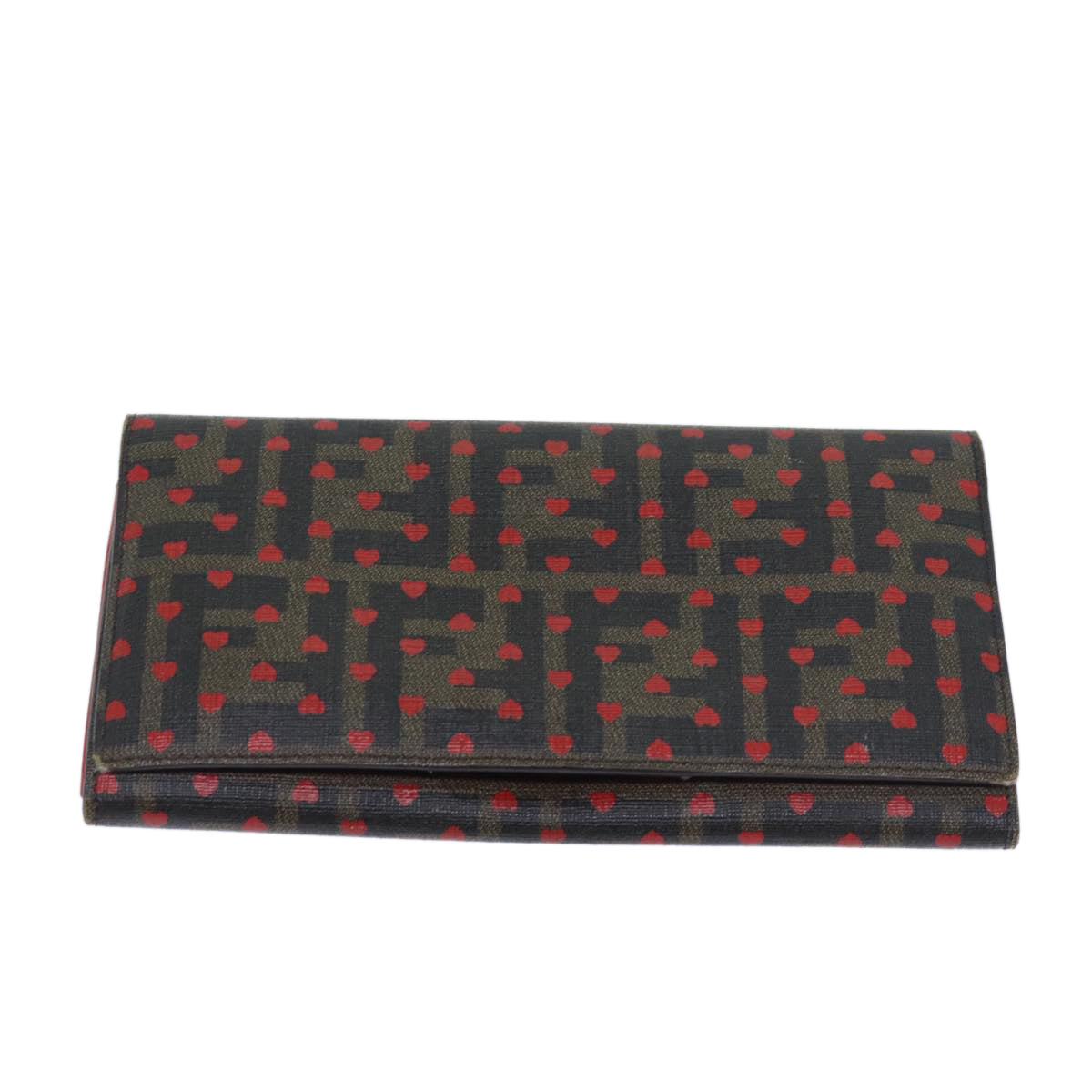 FENDI Zucca Canvas Long Wallet Black Brownyk11434