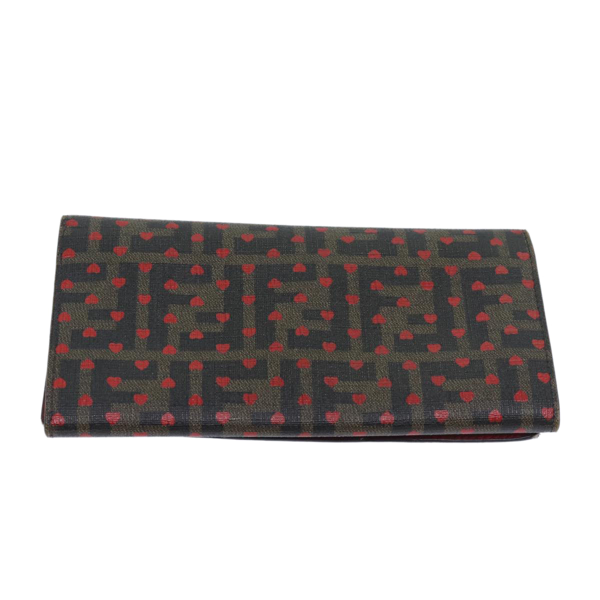 FENDI Zucca Canvas Long Wallet Black Brownyk11434