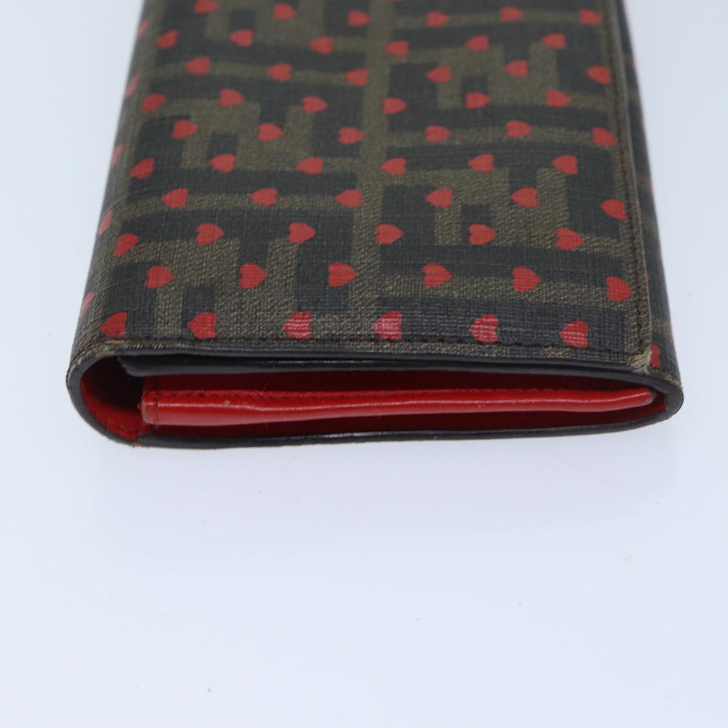 FENDI Zucca Canvas Long Wallet Black Brownyk11434