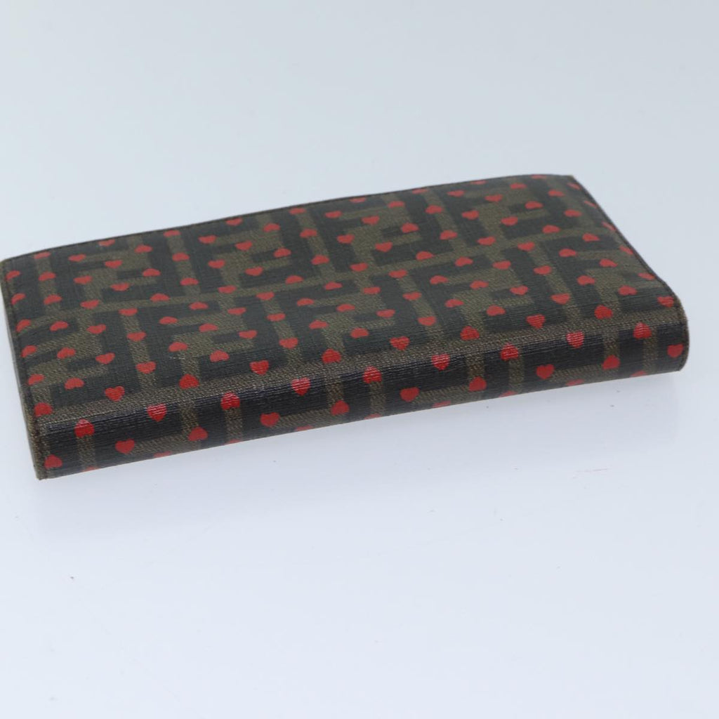 FENDI Zucca Canvas Long Wallet Black Brownyk11434