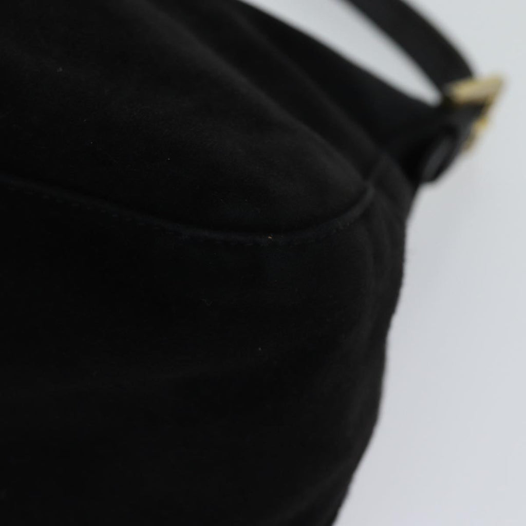 FENDI Mamma Baguette Shoulder Bag Suede Blackyk11454