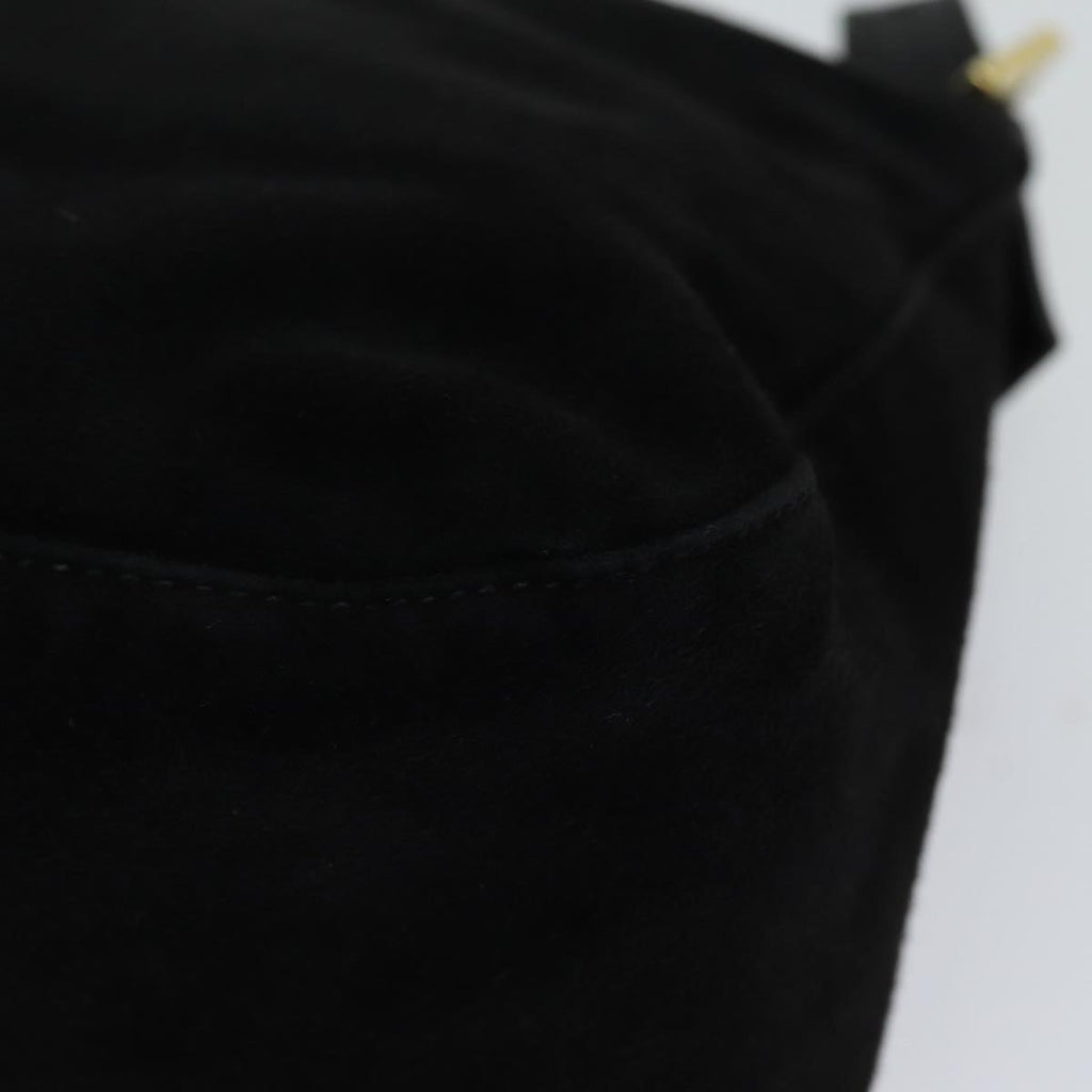 FENDI Mamma Baguette Shoulder Bag Suede Blackyk11454