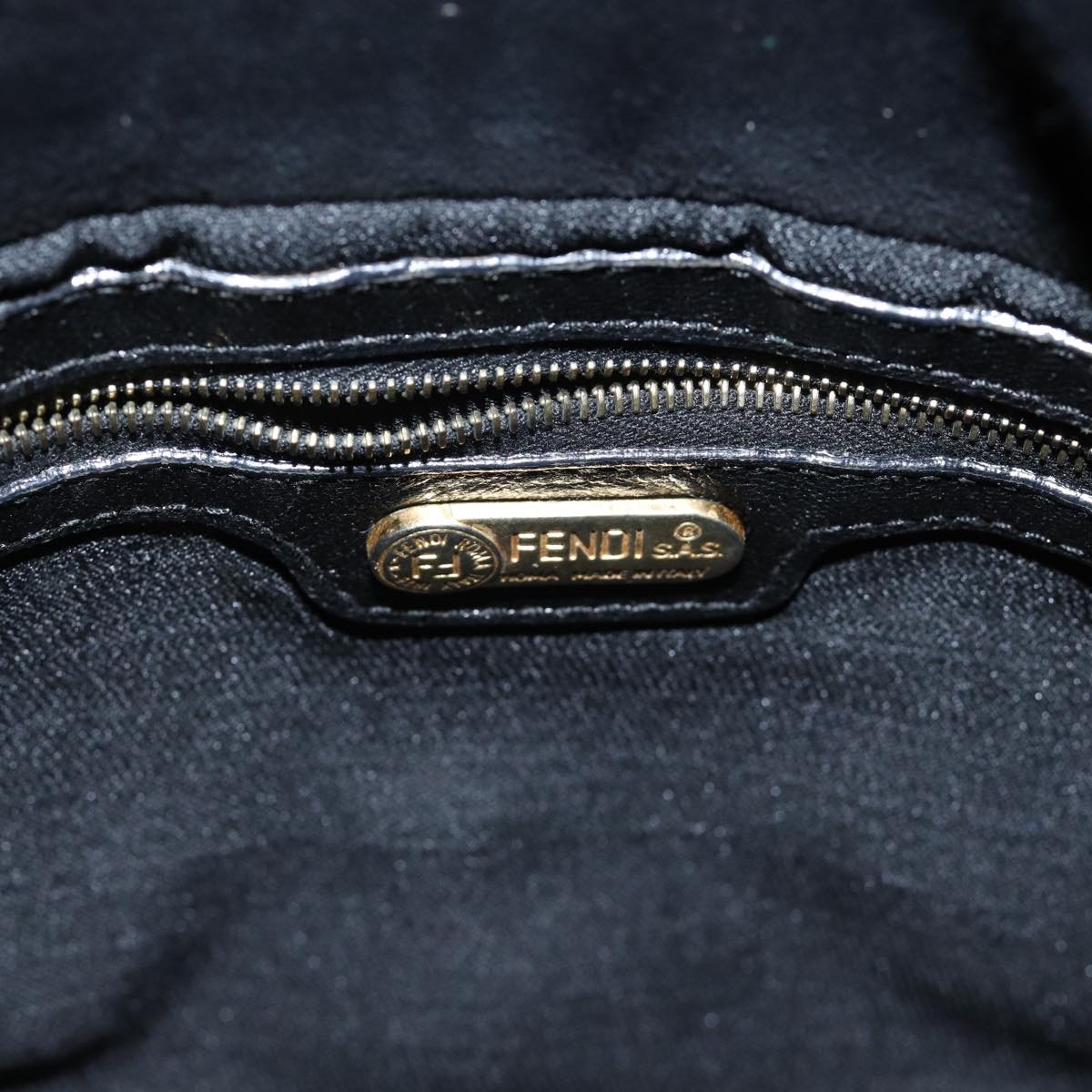 FENDI Mamma Baguette Shoulder Bag Suede Blackyk11454