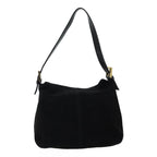 FENDI Mamma Baguette Shoulder Bag Suede Blackyk11454