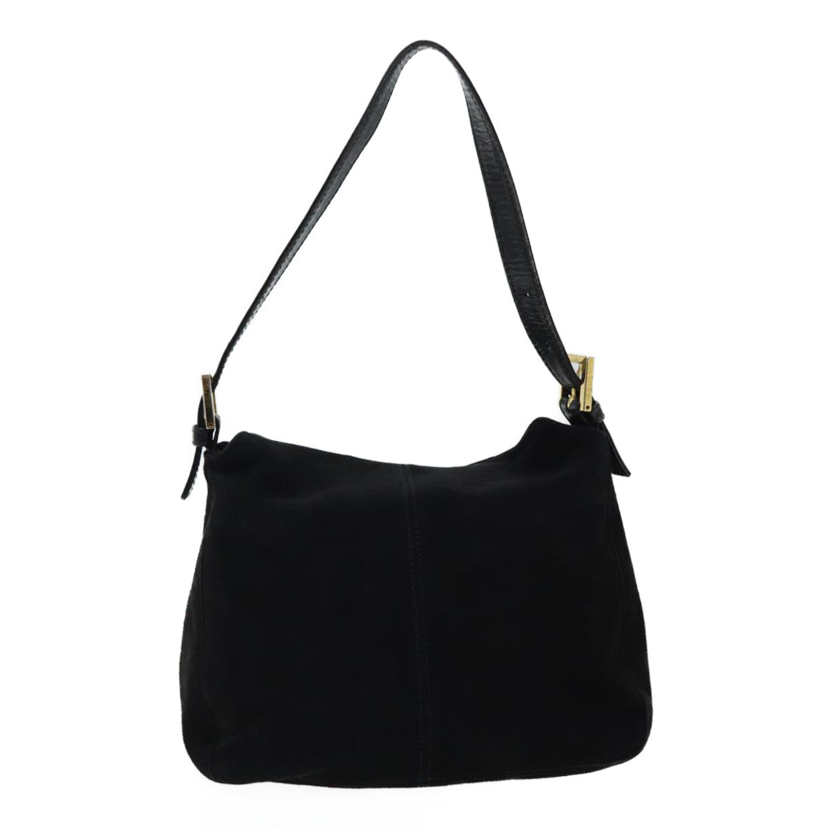 FENDI Mamma Baguette Shoulder Bag Suede Blackyk11454